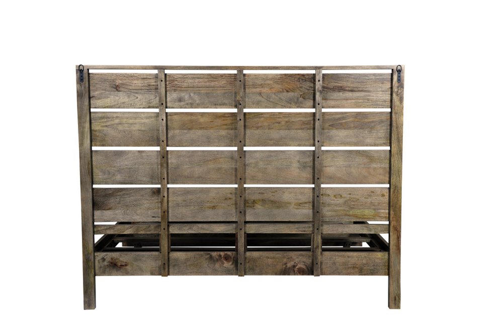 Dark Brown Slat Back Solid Wood King Bed Frame HomeRoots