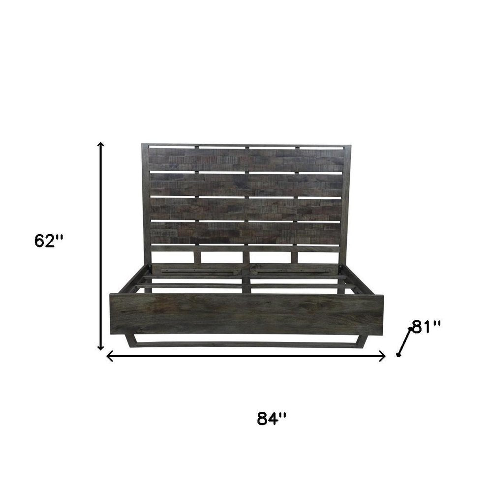 Dark Brown Slat Back Solid Wood King Bed Frame HomeRoots