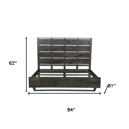 Dark Brown Slat Back Solid Wood King Bed Frame HomeRoots