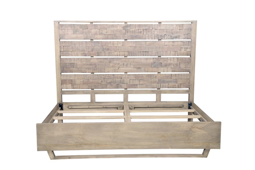 Gray Slat Back Solid Wood King Bed Frame HomeRoots