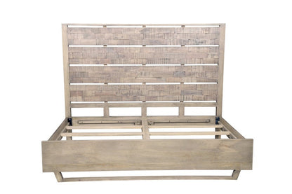 Gray Slat Back Solid Wood King Bed Frame HomeRoots