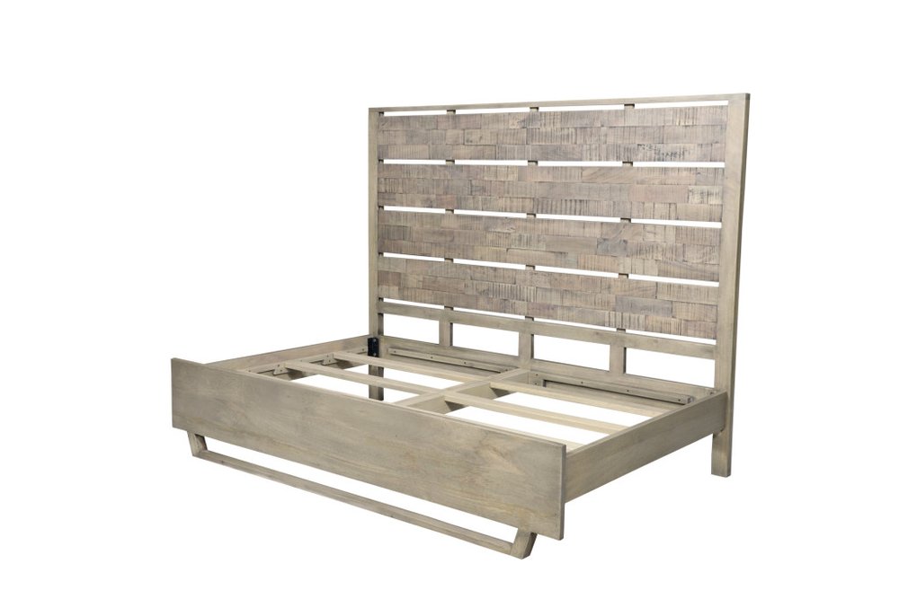 Gray Slat Back Solid Wood King Bed Frame HomeRoots