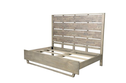Gray Slat Back Solid Wood King Bed Frame HomeRoots