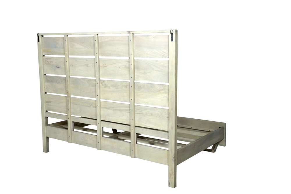 Gray Slat Back Solid Wood King Bed Frame HomeRoots