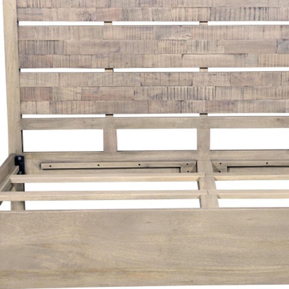 Gray Slat Back Solid Wood King Bed Frame HomeRoots