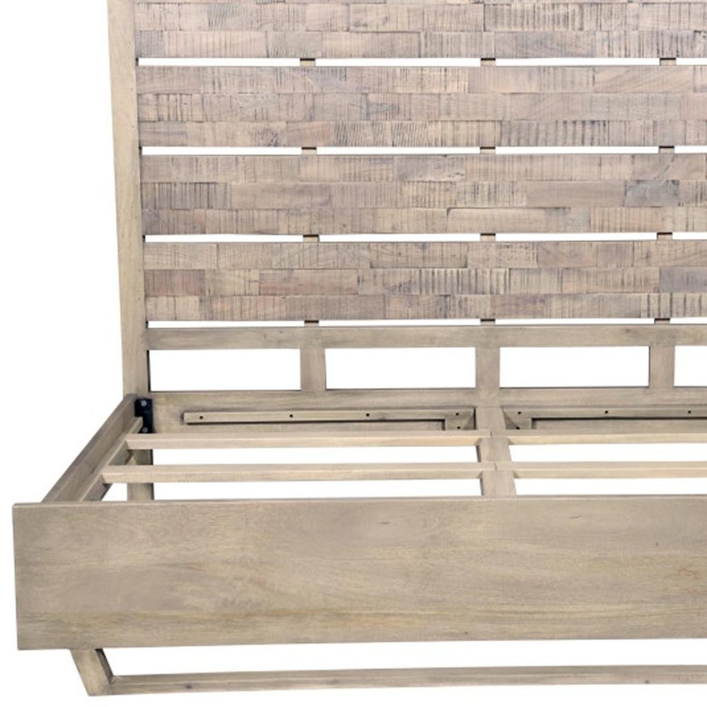 Gray Slat Back Solid Wood King Bed Frame HomeRoots