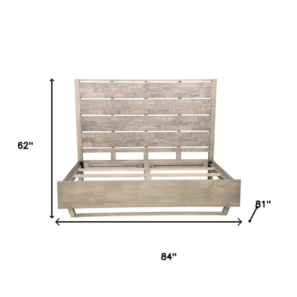 Gray Slat Back Solid Wood King Bed Frame HomeRoots