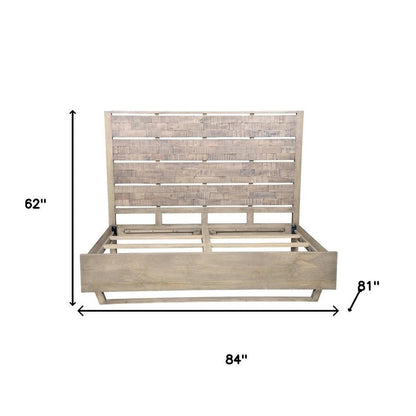 Gray Slat Back Solid Wood King Bed Frame HomeRoots