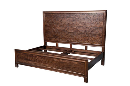 Brown Carved Abstract Solid Wood King Bed Frame HomeRoots