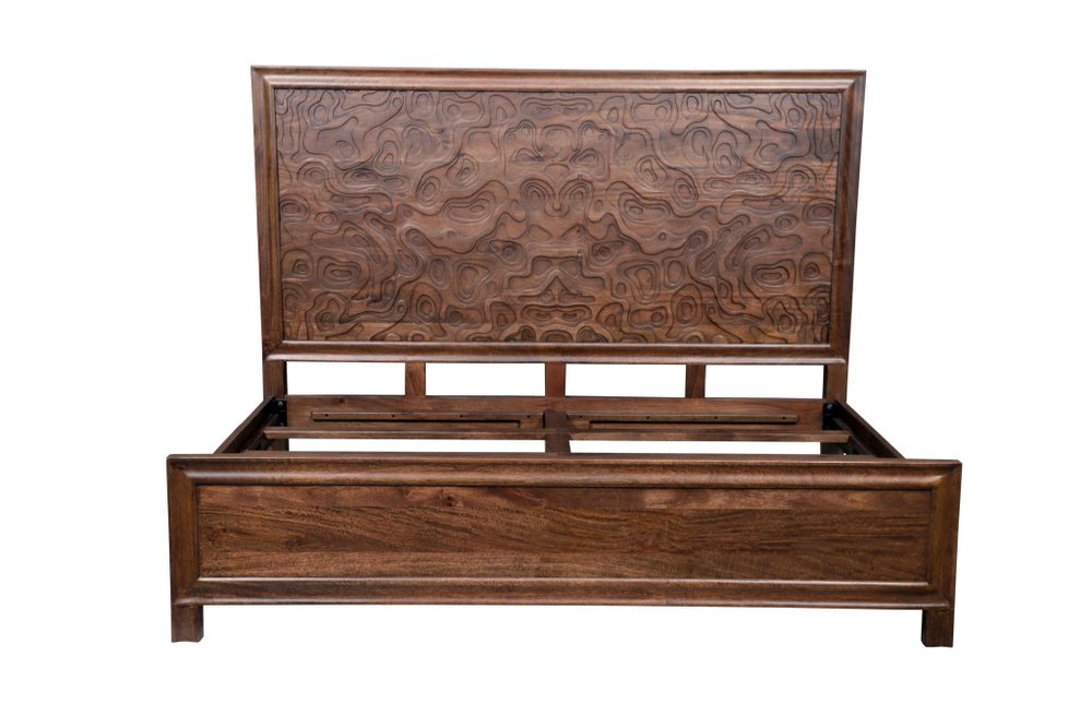 Brown Carved Abstract Solid Wood King Bed Frame HomeRoots