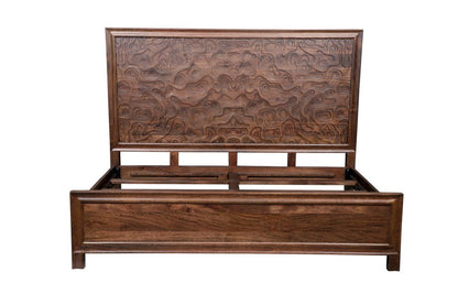 Brown Carved Abstract Solid Wood King Bed Frame HomeRoots