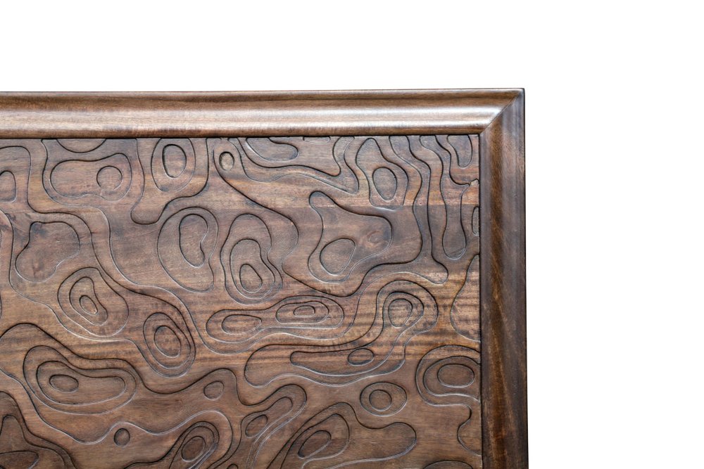 Brown Carved Abstract Solid Wood King Bed Frame HomeRoots