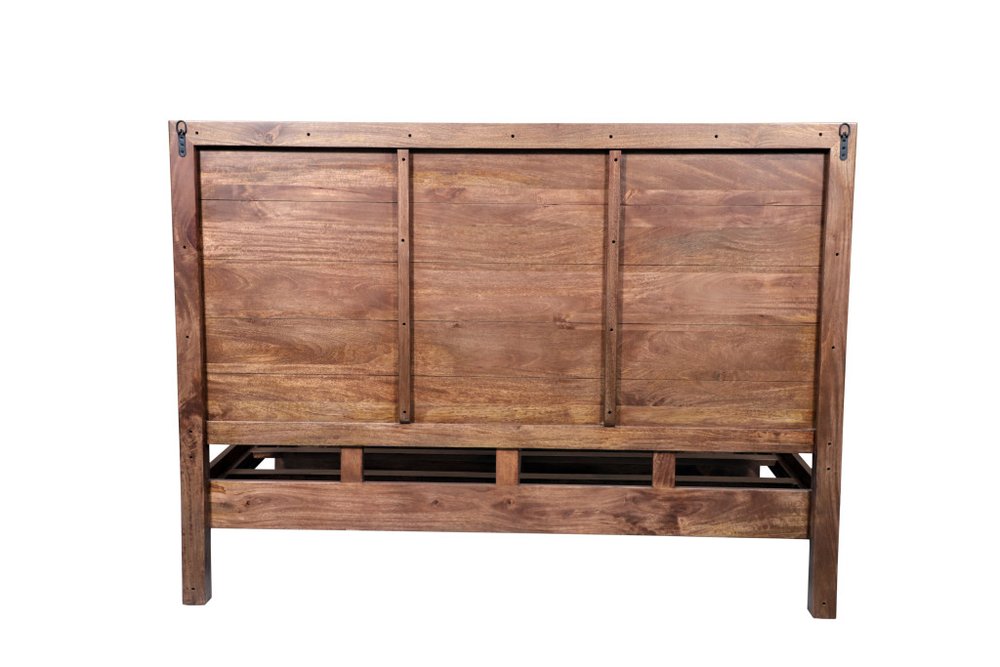 Brown Carved Abstract Solid Wood King Bed Frame HomeRoots
