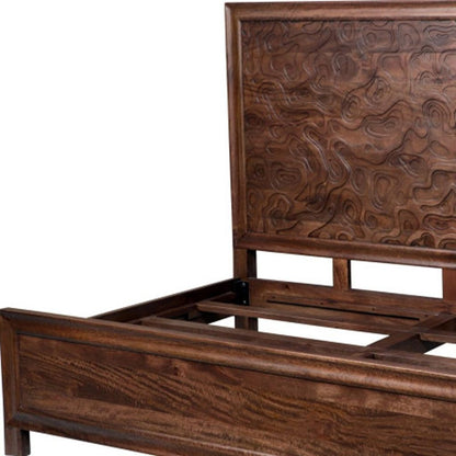 Brown Carved Abstract Solid Wood King Bed Frame HomeRoots