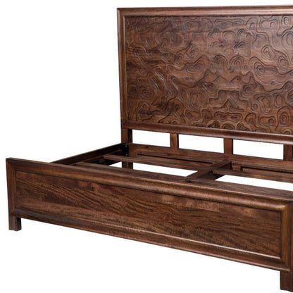 Brown Carved Abstract Solid Wood King Bed Frame HomeRoots