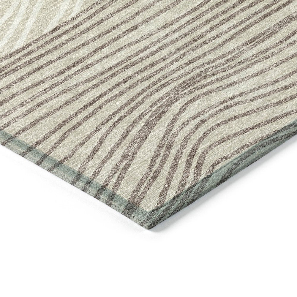 8' Beige Ivory And Brown Round Striped Washable Indoor Outdoor Area Rug HomeRoots
