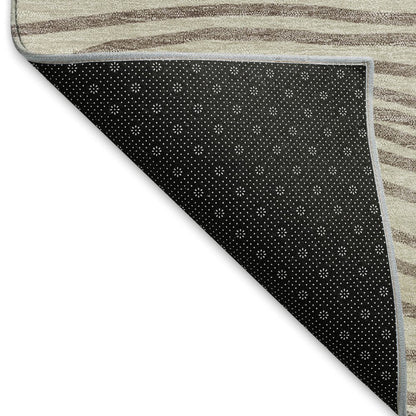 8' Beige Ivory And Brown Round Striped Washable Indoor Outdoor Area Rug HomeRoots
