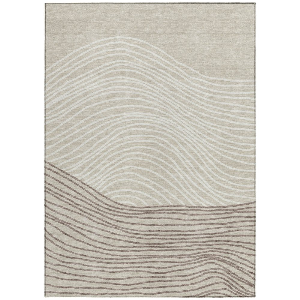 8' Beige Ivory And Brown Round Striped Washable Indoor Outdoor Area Rug — view 24