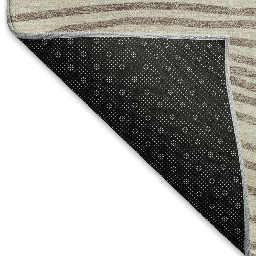8' Beige Ivory And Brown Round Striped Washable Indoor Outdoor Area Rug — view 26