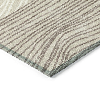 8' Beige Ivory And Brown Round Striped Washable Indoor Outdoor Area Rug HomeRoots
