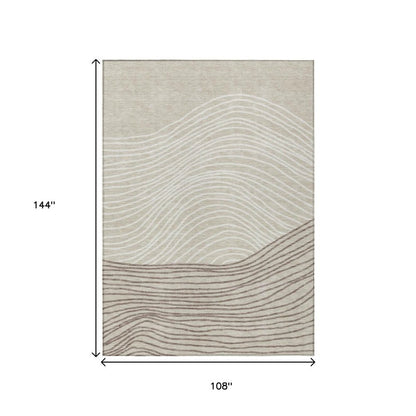 8' Beige Ivory And Brown Round Striped Washable Indoor Outdoor Area Rug HomeRoots