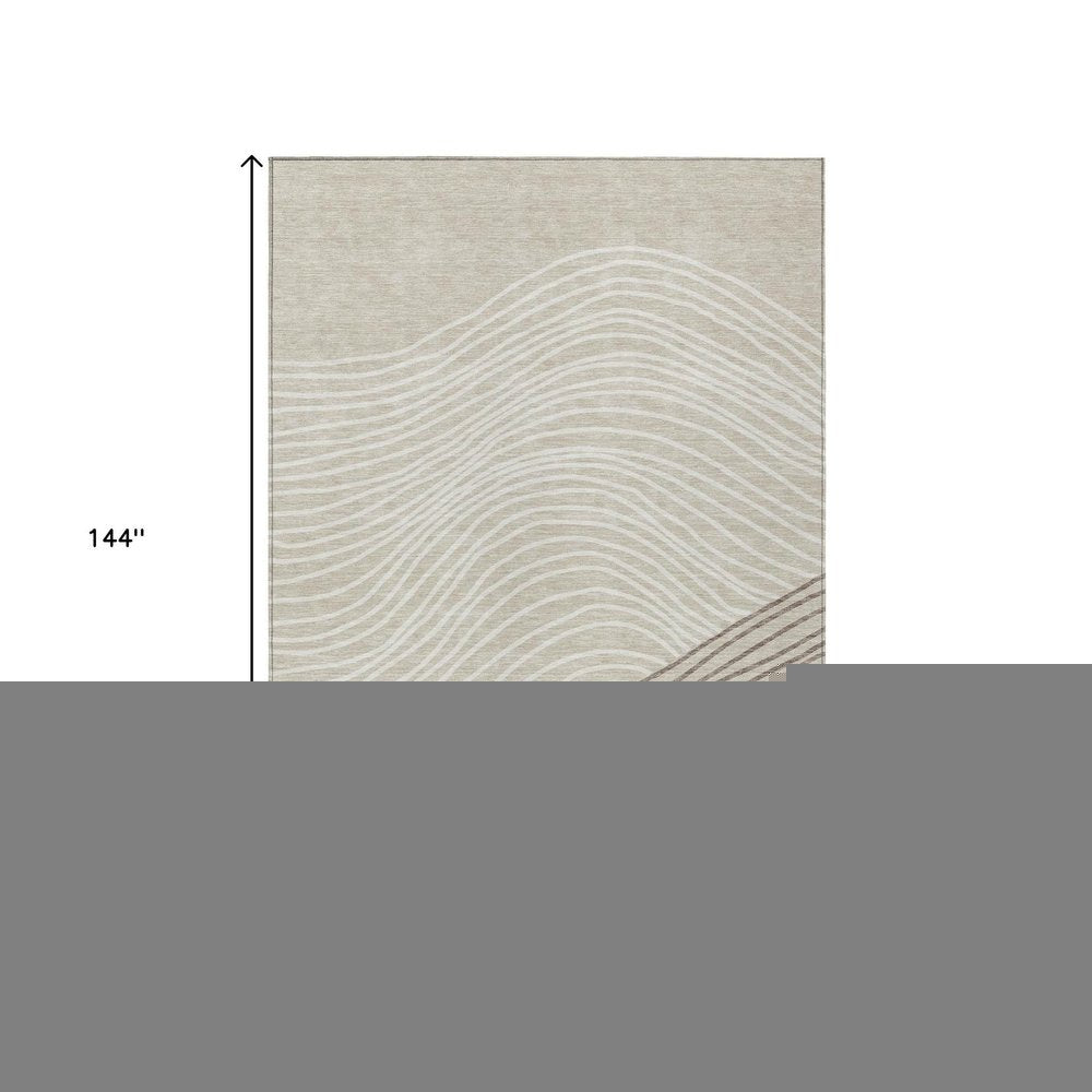 8' Beige Ivory And Brown Round Striped Washable Indoor Outdoor Area Rug — view 31