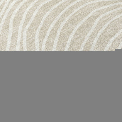 8' Beige Ivory And Brown Round Striped Washable Indoor Outdoor Area Rug HomeRoots