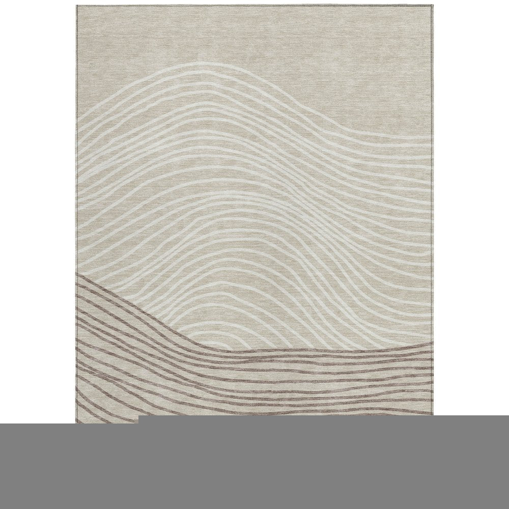 8' Beige Ivory And Brown Round Striped Washable Indoor Outdoor Area Rug — view 45
