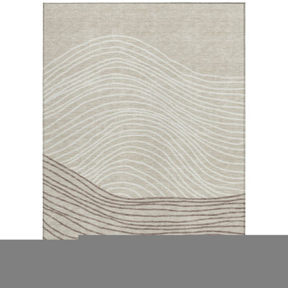 8' Beige Ivory And Brown Round Striped Washable Indoor Outdoor Area Rug HomeRoots