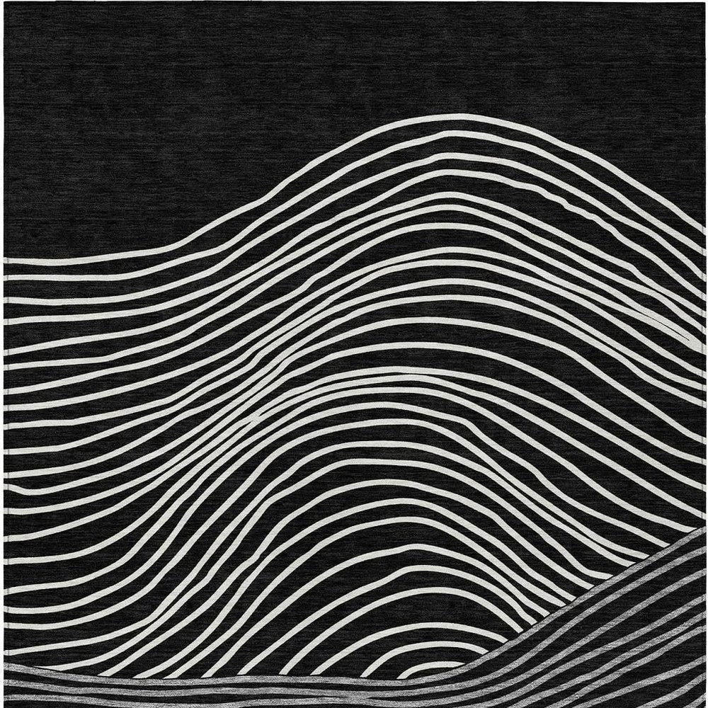 3' X 5' Black Ivory And Gray Striped Washable Indoor Outdoor Area Rug HomeRoots