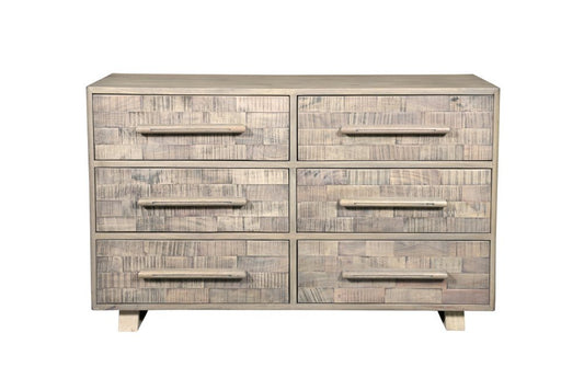 57" Gray Solid Wood Six Drawer Dresser HomeRoots