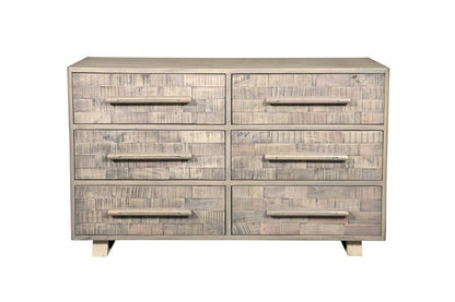 57" Gray Solid Wood Six Drawer Dresser HomeRoots