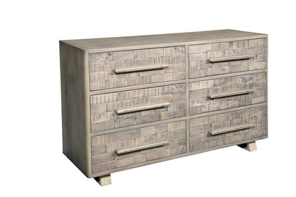 57" Gray Solid Wood Six Drawer Dresser HomeRoots