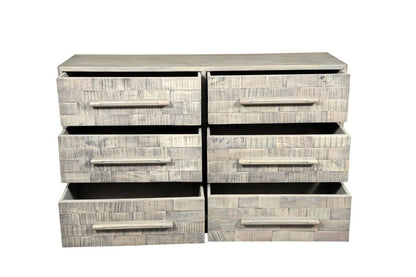 57" Gray Solid Wood Six Drawer Dresser HomeRoots