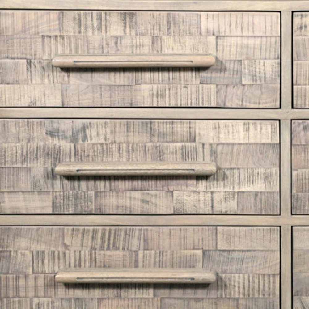 57" Gray Solid Wood Six Drawer Dresser HomeRoots