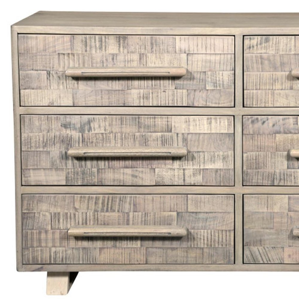 57" Gray Solid Wood Six Drawer Dresser HomeRoots