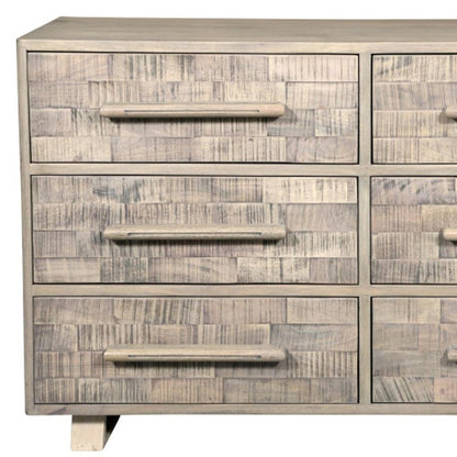 57" Gray Solid Wood Six Drawer Dresser HomeRoots