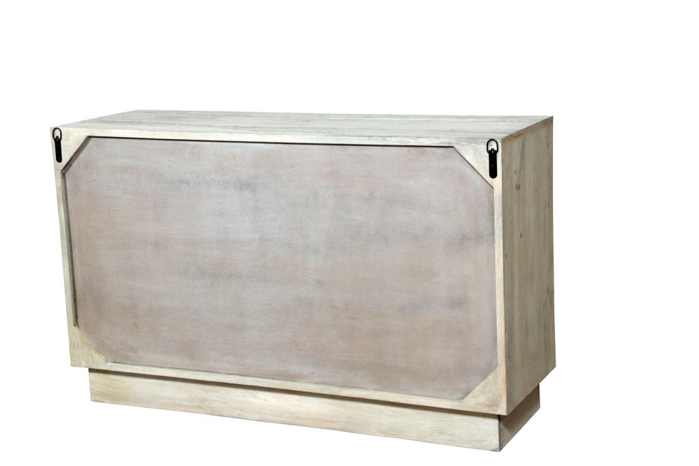 57" Gray Carved Geometric Solid Wood Six Drawer Dresser HomeRoots