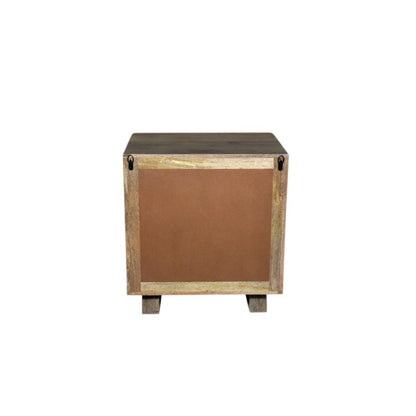26" Brown Solid Wood Carved Geometric Two Drawer Nightstand HomeRoots