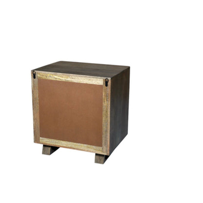 26" Brown Solid Wood Carved Geometric Two Drawer Nightstand HomeRoots