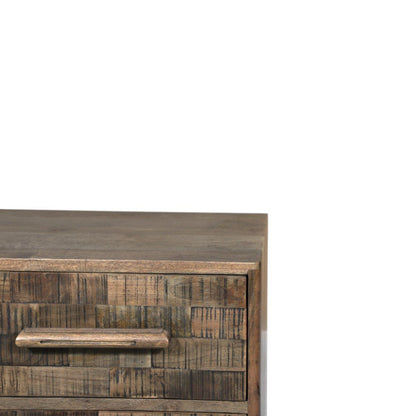 26" Brown Solid Wood Carved Geometric Two Drawer Nightstand HomeRoots
