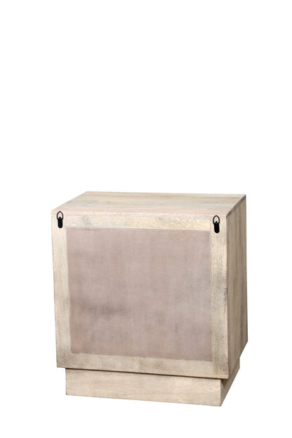 26" Gray Solid Wood Carved Abstract Two Drawer Nightstand HomeRoots