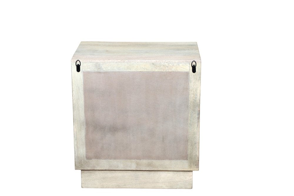 26" Gray Solid Wood Carved Abstract Two Drawer Nightstand HomeRoots