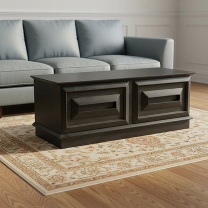 52" Dark Brown Solid Wood Storage Ottoman HomeRoots