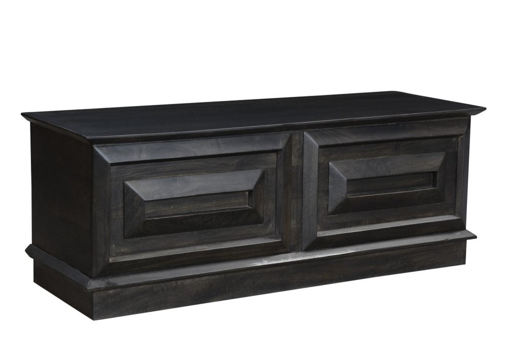 52" Dark Brown Solid Wood Storage Ottoman HomeRoots