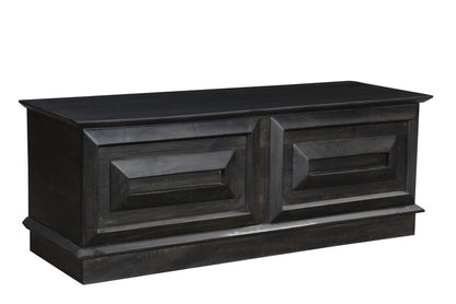52" Dark Brown Solid Wood Storage Ottoman HomeRoots