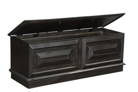 52" Dark Brown Solid Wood Ottoman With Storage HomeRoots