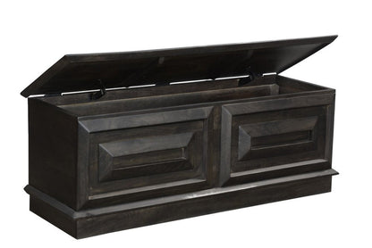 52" Dark Brown Solid Wood Storage Ottoman HomeRoots