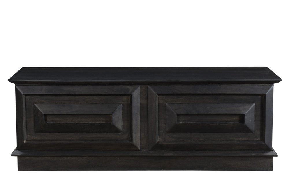 52" Dark Brown Solid Wood Storage Ottoman HomeRoots