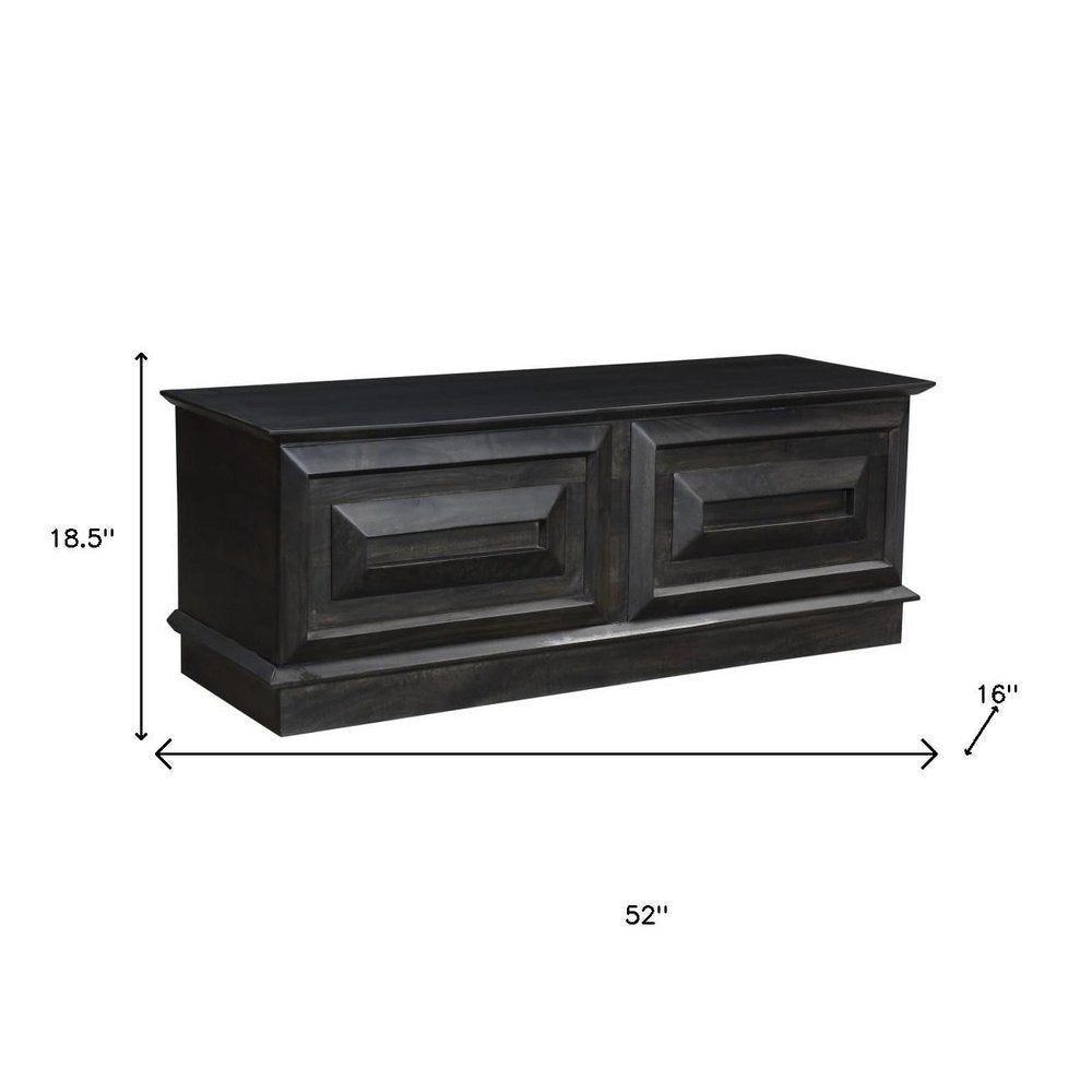 52" Dark Brown Solid Wood Storage Ottoman HomeRoots